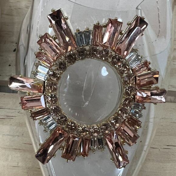 Mackin J Women's Clear Rhinestone Pointed Toe Slip On Pumps Sandals Nude 10 - Picture 6 of 10